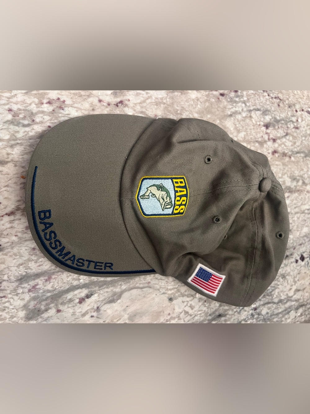 BassMaster Bass Fishing USA Embroidered Grey Men's Baseball Cap
